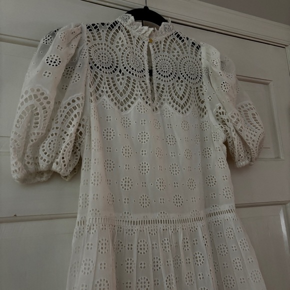 Ulla Johnson Simone Puff Sleeve‎ Eyelet Shift Dress Size 2 White Bridal Lace - Picture 10 of 16